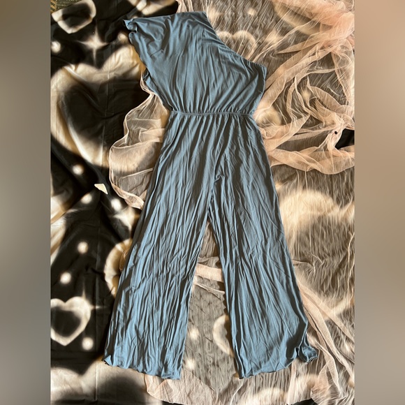 Zen Knits Comfy Cape One Shoulder Jumpsuit Size XS & XXS, Colors Black & Blue - Picture 8 of 14
